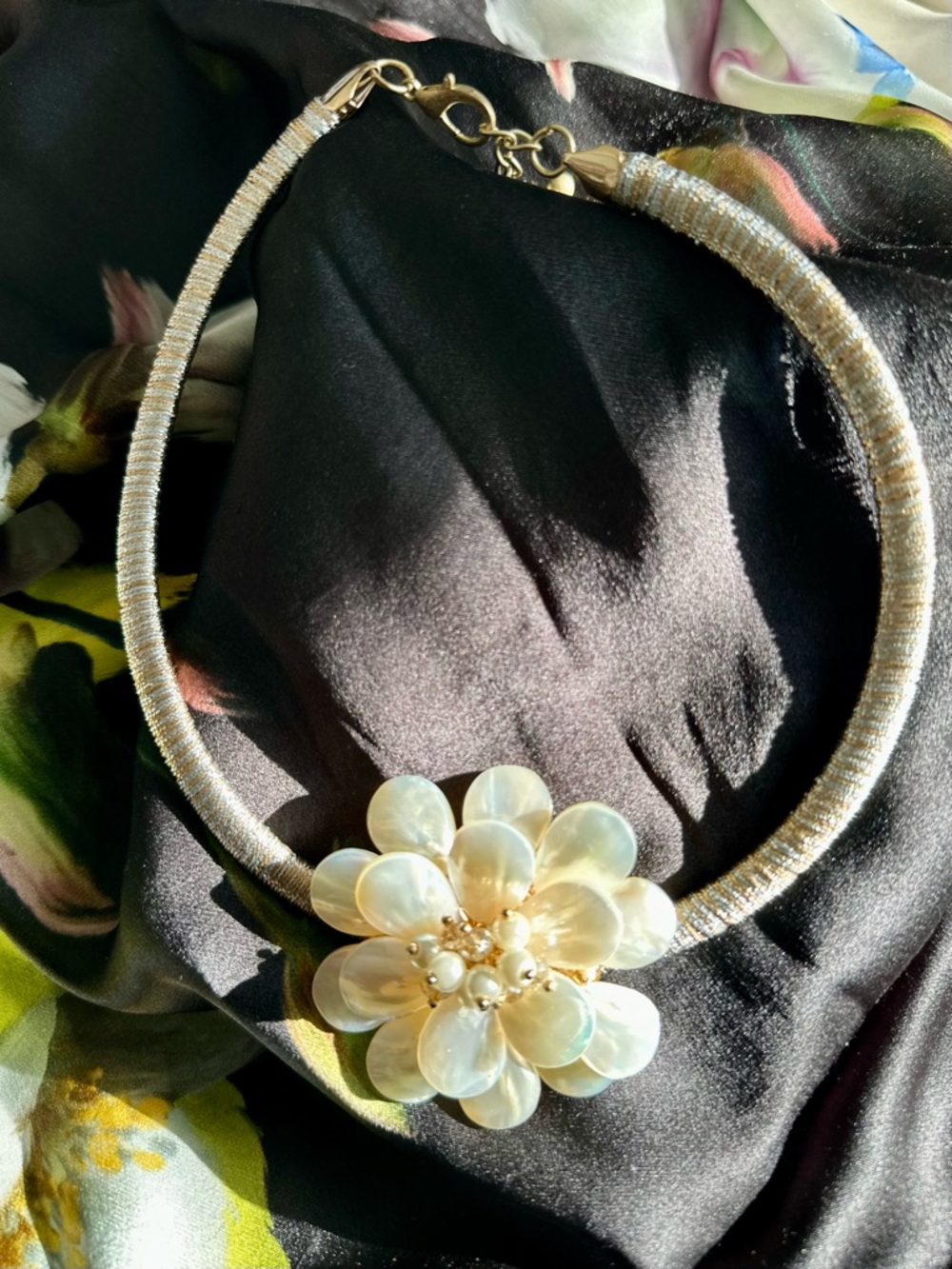 Unbranded Gold and Mother-of-Pearl-Esq Statement Choker Necklace